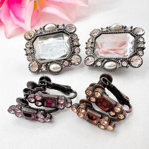 Vintage 3 Pair Romantic Feminine Victorian Revival Clip On Earring Lot Ornate